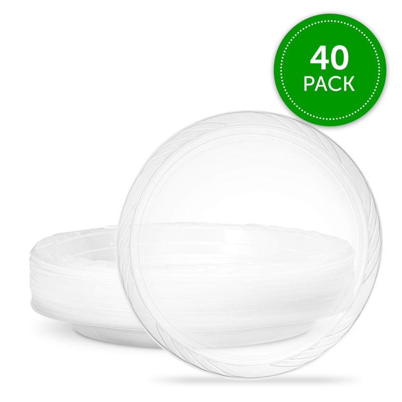 PLASTICPRO 9'' inch Premium Crystal Clear Disposable Plastic Dinnerware Party Plate Pack of 40 - Image 4